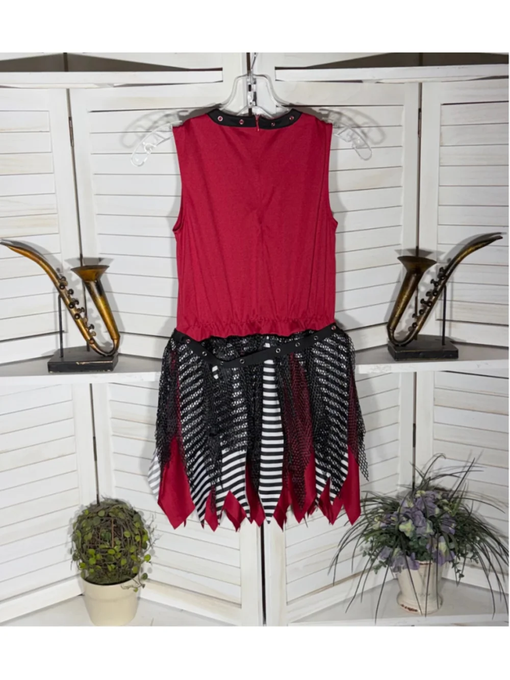 Spirit Halloween kids zombie cheerleader costume black red gothic punk alt sz L